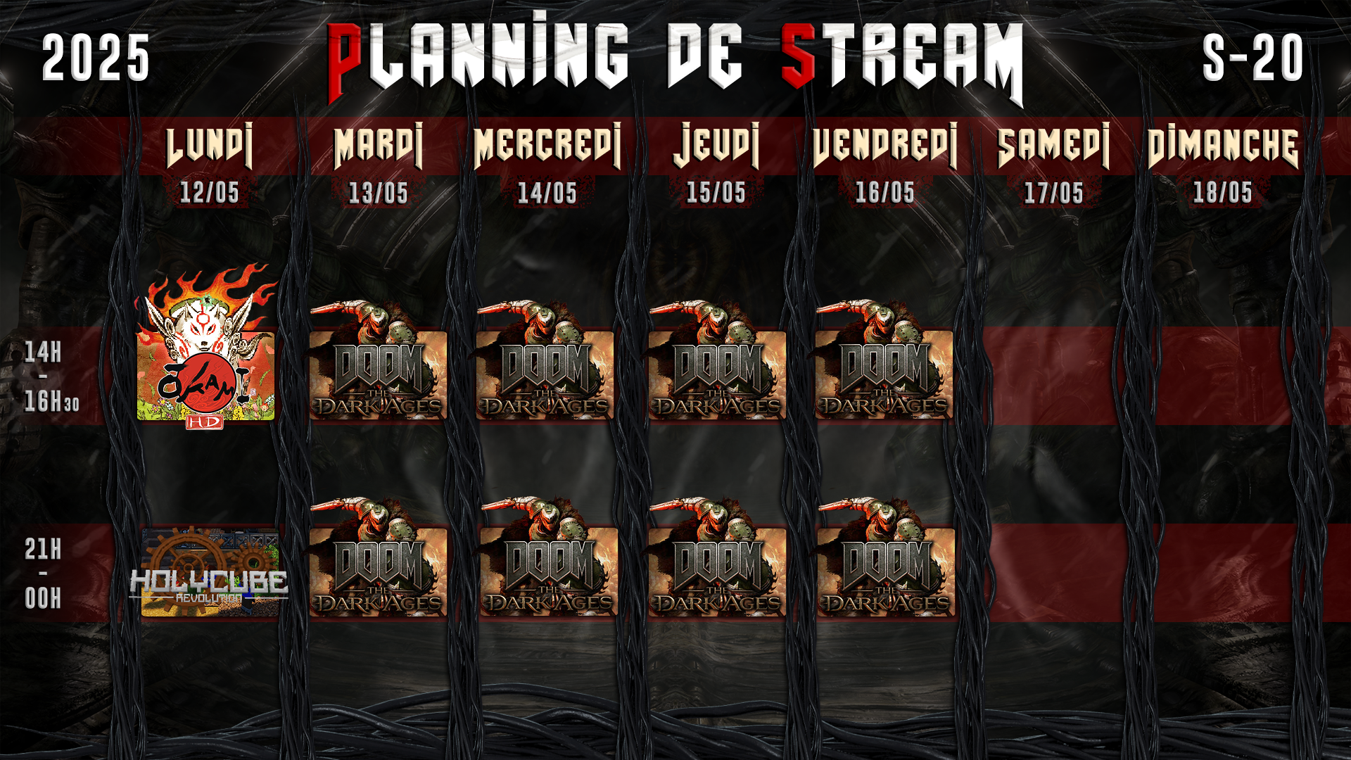 Planning de Stream Semaine 20 - 2025