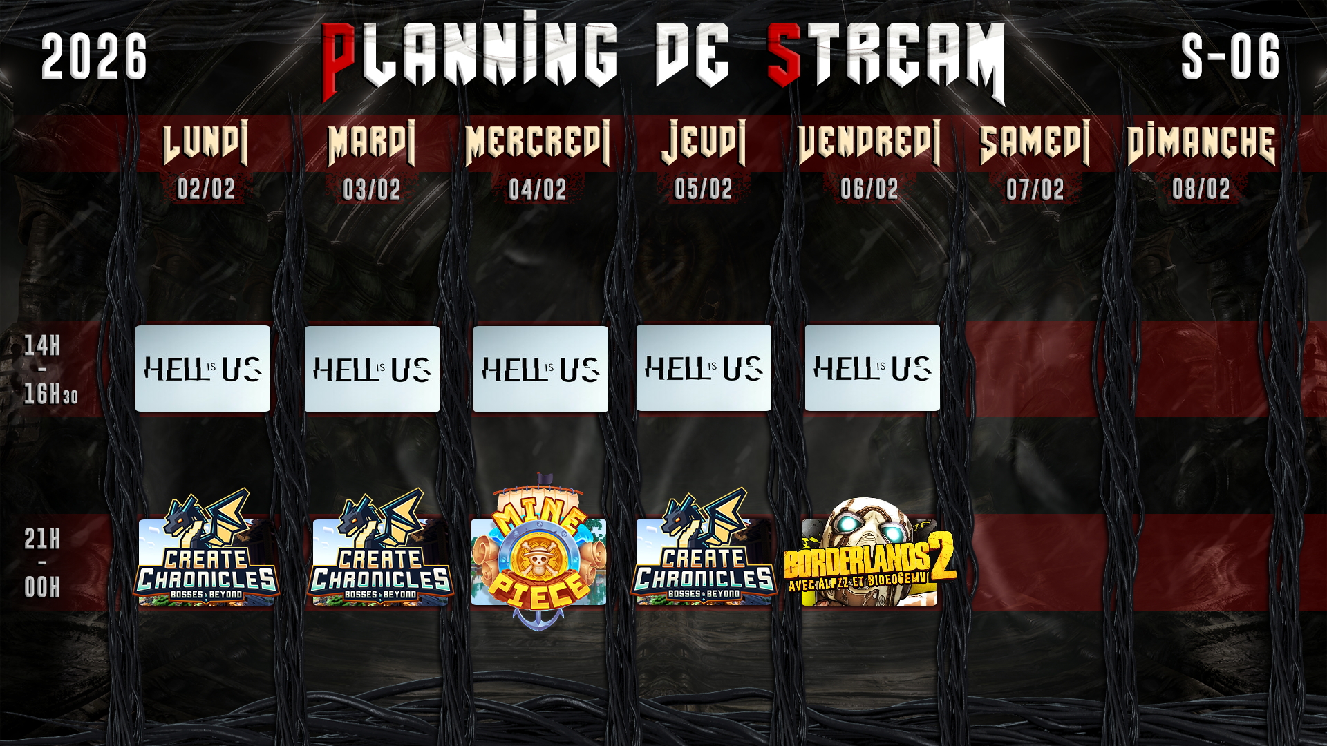 Planning de Stream Semaine 06 - 2026