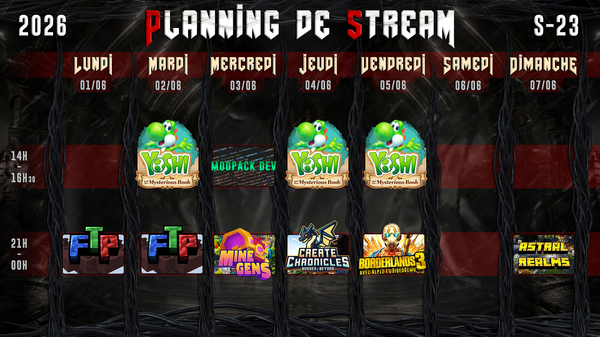 Planning de Stream Semaine 23 - 2026