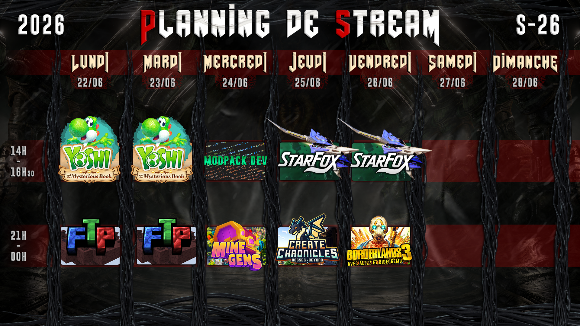 Planning de Stream Semaine 26 - 2026