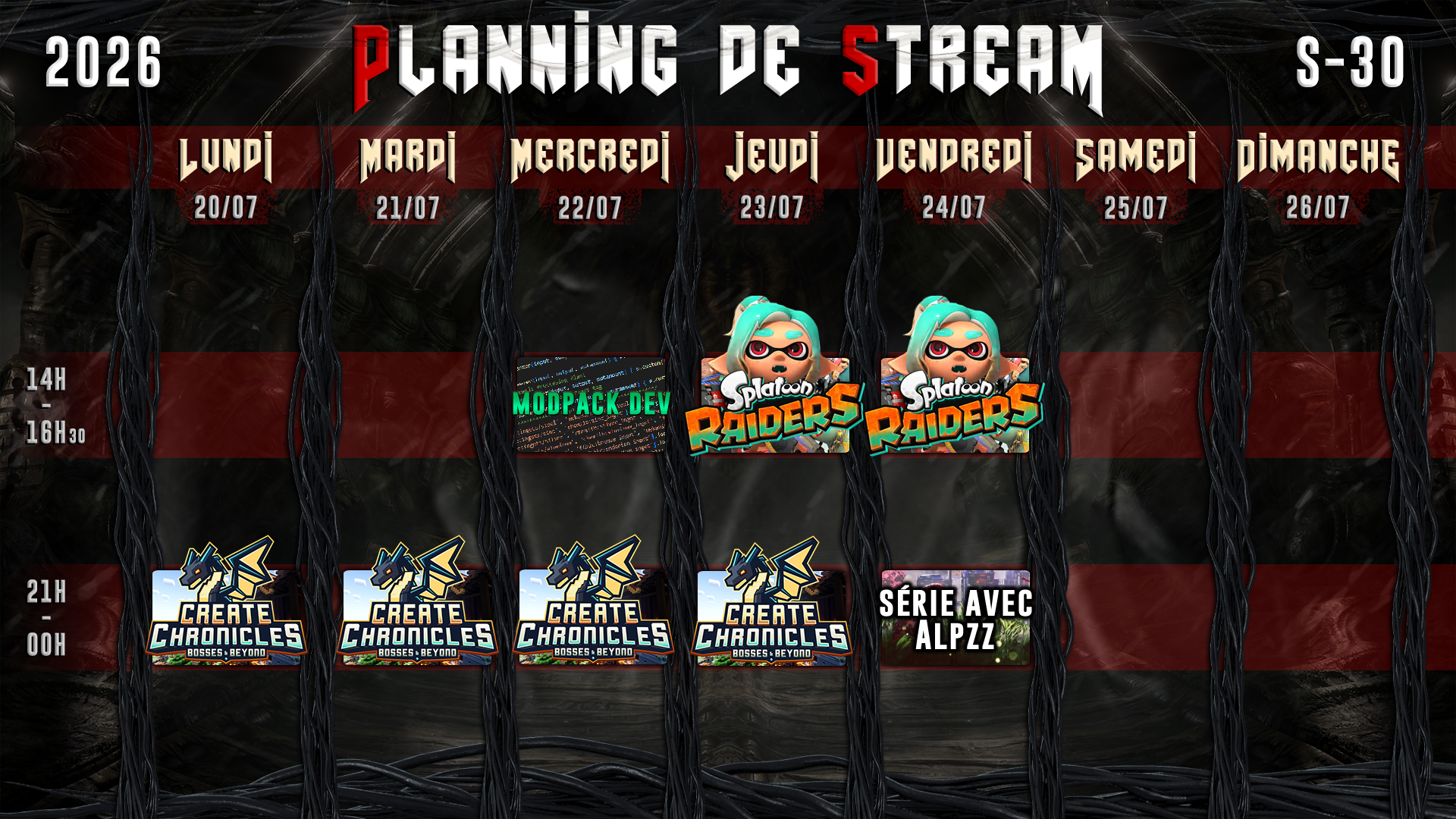 Planning de Stream Semaine 30 - 2026