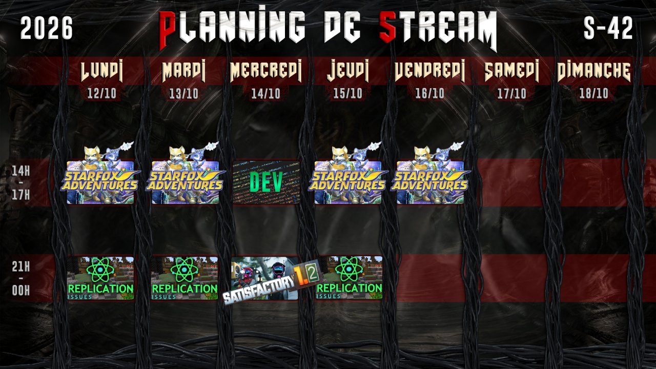 Planning semaine 42 — 2026