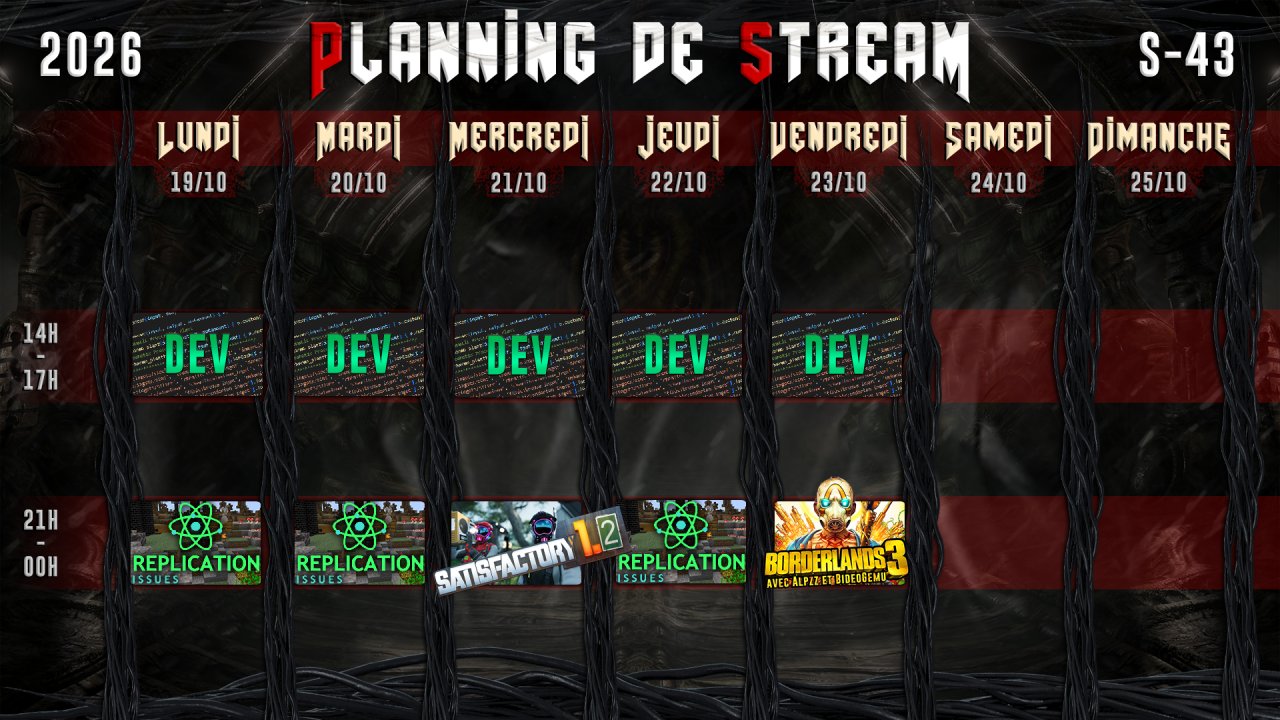 Planning semaine 43 — 2026
