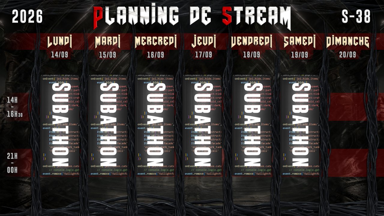 Planning semaine 38 — 2026